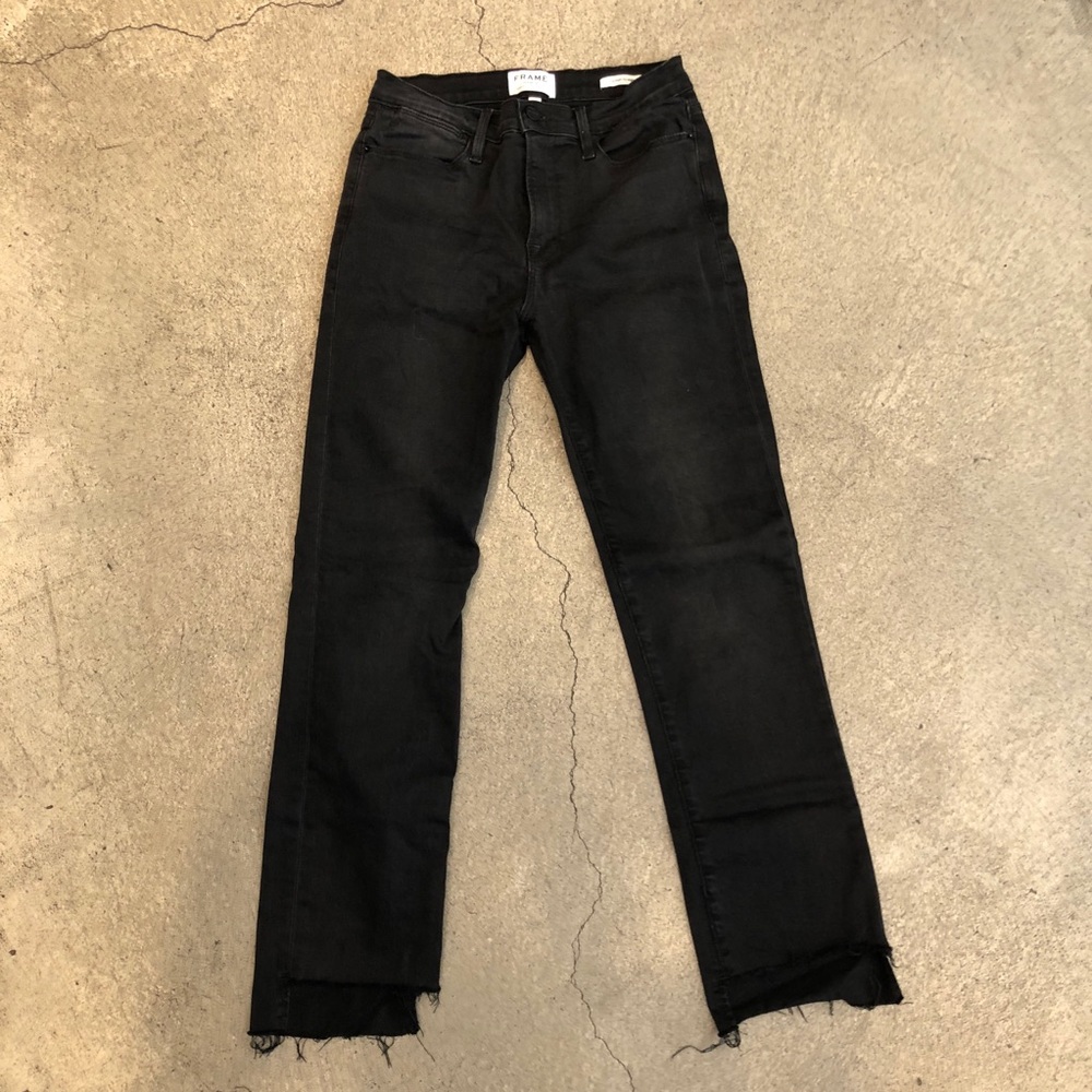 Frame Le High Straight black cropped jeans